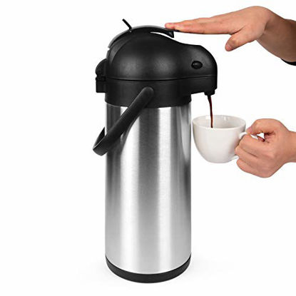 Met Lux 3L Silver Stainless Steel Airpot Coffee Dispenser - Pump Lever, 24  hr Heat Retention - 6 x 6 x 16 - 1 count box