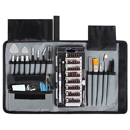 Picture of Syntus Electronic Repair Tool Kit with Magnetic Driver Kit, 80 in 1 Professional Precision Screwdriver Set with Portable Pouch for iPhone, iPad, MacBook, Gaming Console, Controller, Black