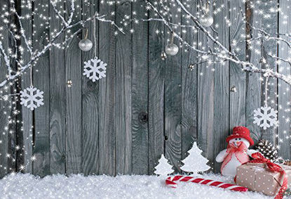 Picture of FiVan Wood and Snowman Design Photo Backdrop for Winter Home Party Pictures Baby Children Studio Xmas Portraits Background FT-5899