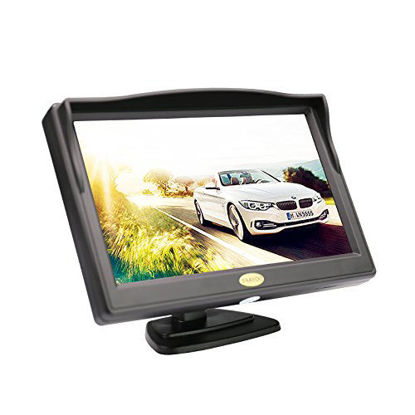 Picture of Backup Camera Monitor,RAAYOO S5-001 5 inch High Definition TFT LCD Monitor Display Screen for Car Rear View Camera with 2 Optional Bracket,2 Way Video Input,12V/24V(5 inch-01)