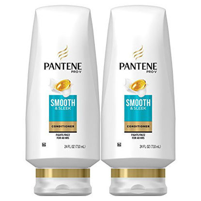 Picture of Pantene, Sulfate Free Conditioner, with Argan Oil, Pro-V Smooth and Sleek Frizz Control, 24 fl oz, Twin Pack