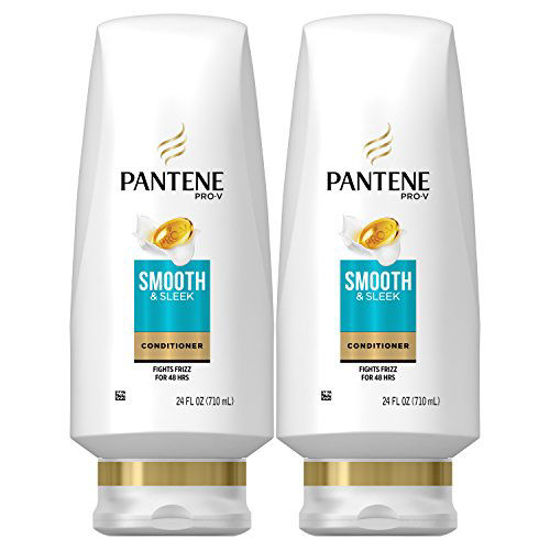 Picture of Pantene, Sulfate Free Conditioner, with Argan Oil, Pro-V Smooth and Sleek Frizz Control, 24 fl oz, Twin Pack