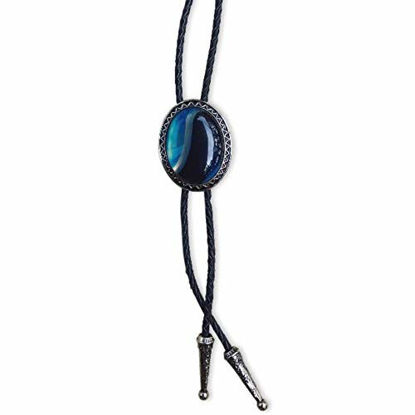 Picture of KeCol Adult Western Native American Indian Vintage Agate Bolo Tie Necktie Blue