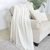 Picture of BOURINA Throw Blanket Textured Solid Soft for Sofa Couch Decorative Knitted Blanket, 50" x 60",Off White