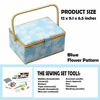 Picture of Large Sewing Box with Kit Accessories Sewing Basket Organizer with Supplies DIY Sewing Kits for Adults, Blue