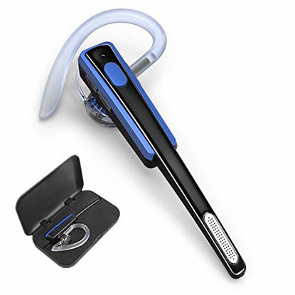 Picture of Bluetooth Headset, COMEXION Wireless Business Earpiece V4.1 Lightweight Noisy Suppression Bluetooth Earphone with Microphone for Phone/Laptop/CarBlue+Case
