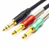 Picture of SiYear 5 FT Gold Plated 6.35mm 1/4 Inch Male TRS Stereo to Dual 6.35mm 1/4" Male Mono Y Splitter Audio Cable,Insert Cable TRS 1/4" to 2 x 6.35 TS 1/4" Patch Adapter(1.5M)