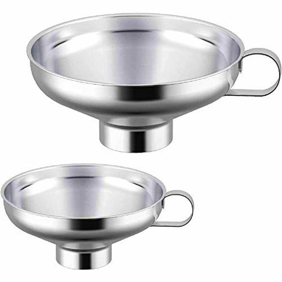 Picture of Canning Funnel,Wide-Mouth Mason Jar Canning Funnel with Handle for Wide and Regular Jar,Stainless Steel Kitchen Funnel Set(Large Neck 2.1''&Small Neck 1.4'')