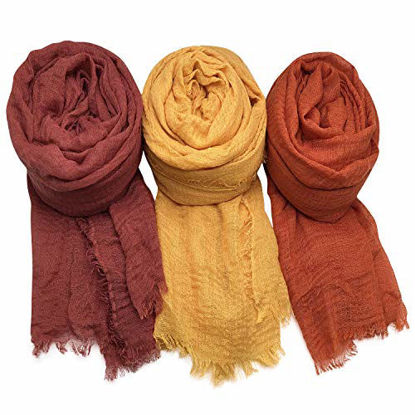 Picture of AxeSickle Women Scarf Shawl for All Season 3PCS Scarve Wrap Head Scarve C.