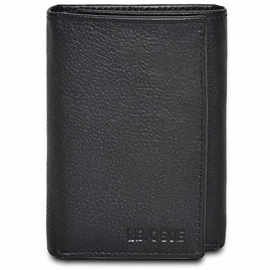 Real Leather Slim Wallets For Men Trifold Mens Wallet W/ ID Window RFID  Blocking