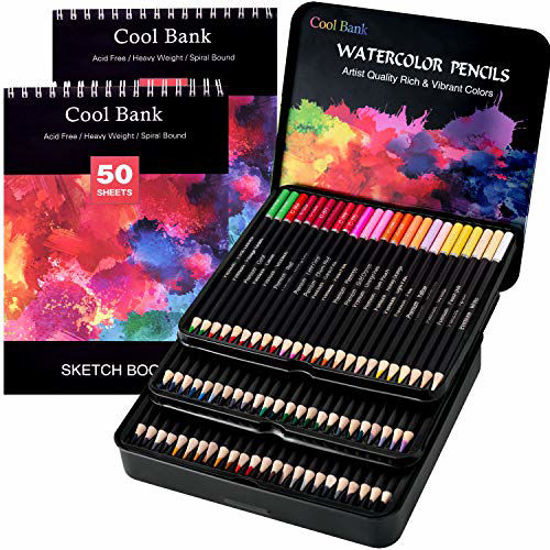 GetUSCart 72 Professional Watercolor Pencils with 2 x 50 Page Drawing