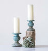 Picture of Creative Co-op Small Distressed Blue Terracotta Pillar Candle Holder