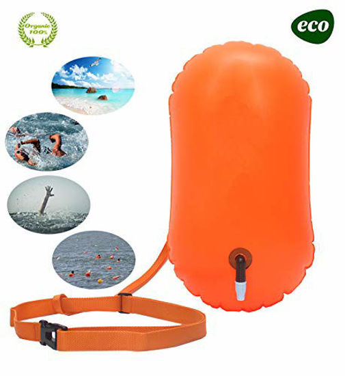 Picture of Swim Float and Drybag for Open Water Swimmers Highly Visible Swim Bouy Float Air Bag for Safty Swim Training (Orange-No Storage Space)