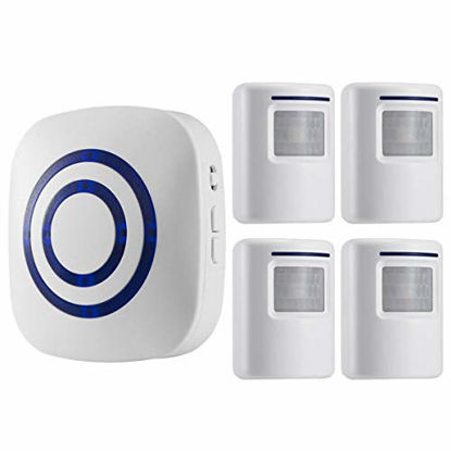 Picture of Seanme Motion Sensor Alarm, Wireless Driveway Alarm, Home Security Business Detect Alert with 4 Sensor and 1 Receiver,38 Chime Tunes - LED Indicators for Indoor Use