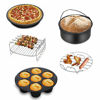 Picture of Air Fryer Accessories 9PCS for Gowise Gourmia Cozyna Ninja Air Fryer, Fit all 3.7QT - 5.8QT Power Deep Hot Air Fryer with 7 Inch Cake Barrel, Pizza Pan, Cupcake Pan, Oven Mitts, Skewer Rack,