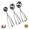 Picture of Cookie Scoop Set,JSDOIN Ice Cream Scoop Set, 3 PCS 18/8 Stainless Steel Ice Cream Scoop Trigger Include Large-Medium-Small Size, Melon Scoop (cookie scoop)