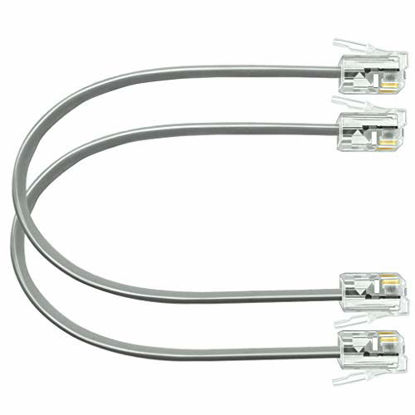 Picture of NECABLES (2 Pack) 6 Inch Telephone Cord Short RJ11 Cable 6P4C Male to Male for Landline Phone