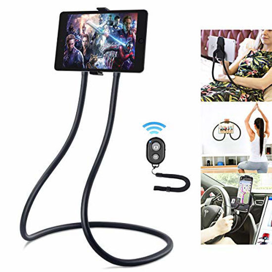 Picture of Upgrade Gooseneck Tablet Holder, B-Land Tablet Stand for Bed, Universal Tablet Mount Holder with Remote, Lazy Neck Phone Holder Compatible with iPad Mini Pro Air, iPhone Series, Samsung Tabs & More