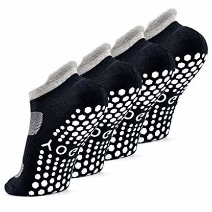 Picture of Busy Socks Yoga Socks Arch Support with Grips for Women,Cushioned Ankle Sport Non-skid Slipper Socks for Walking Running Jogging,2 Pairs,Black