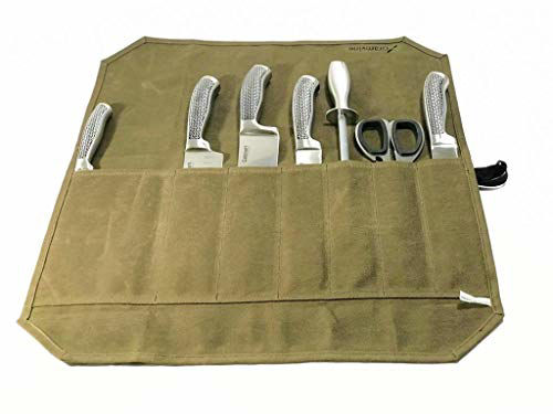 GetUSCart- Professional Chef?s Knife Roll, Waxed Canvas Roll Foldable ...