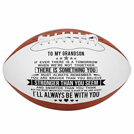 Picture of K KENON Engraved Footballs for Grandson - Personalized Composite Leather American Football - Anniversary Christmas Graduation Gifts for Grandson (for Grandson)