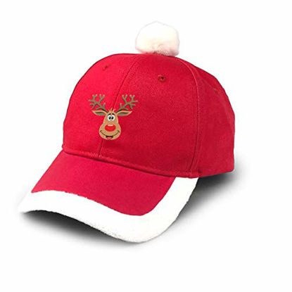 Picture of KKMKSHHG Merry Christmas Hat Unisex Adult Vintage Adjustable Santa Baseball Cap Red/White (Christmas Reindeer, One Size)