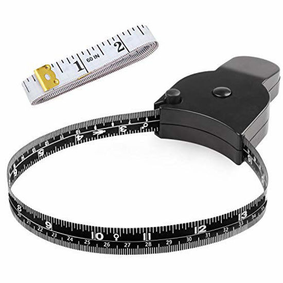 PECULA Body Measuring Tape 60 inch, Body Tape Measure, Lock Pin and Push Button Retract, Body Measurement Tape, Black