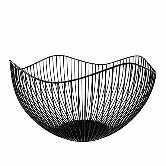 Picture of DMAR Wire Fruit Basket Black Fruit Bowl for Kitchen Counter Wave Fruit Basket Serving Bowl Wire Fruit Dish for Fruits and Veggies
