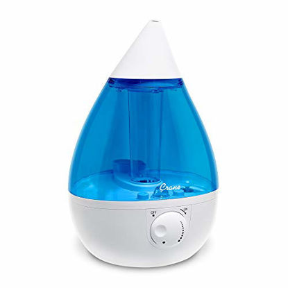 Picture of Crane Drop Ultrasonic Cool Mist Humidifier, Filter Free, 1 Gallon, 24 Hour Run Time, Whisper Quiet, for Home Bedroom Baby Nursery and Office, Blue and White (EE-5301)
