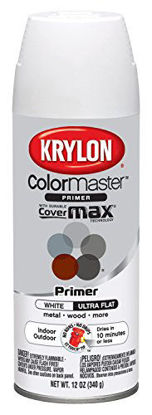 Picture of Krylon K05131507 ColorMaster Paint + Primer, Ultra Flat Primer, White, 12 oz.