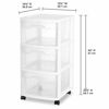 Picture of Sterilite 28308002 3 Drawer Cart, White Frame with Clear Drawers and Black Casters, 2-Pack