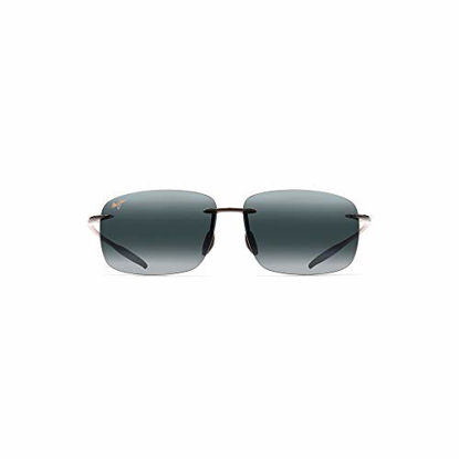 Picture of Maui Jim Breakwall Rectangular Sunglasses, Gloss Black/Neutral Grey Polarized, Medium