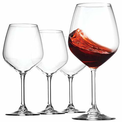 Picture of Bormioli Rocco Red Wine Glasses, Crystal Clear Star Glass, Laser Cut Rim For Wine Tasting, Elegant Party Drinking Glassware, Restaurant Quality (Red Wine Glass Set of 4)