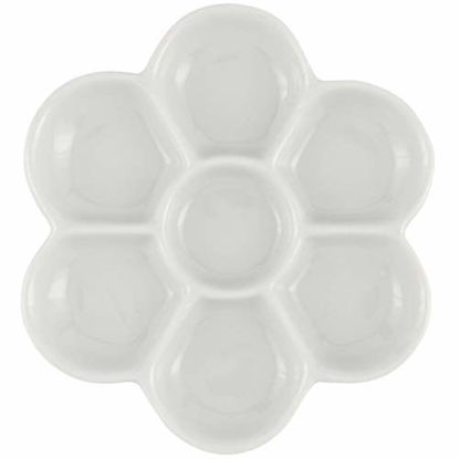 Creative Mark Glazed Flower Porcelain Paint Palette Tray for Watercolor,  Gouache, Color-Mixing - White 4 inch Diameter 1 Pack Flower Palette