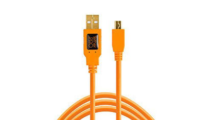 Picture of Tether Tools TetherPro USB 2.0 to Mini-B 5-Pin Cable, 15' (4.6m), High-Visibility Orange