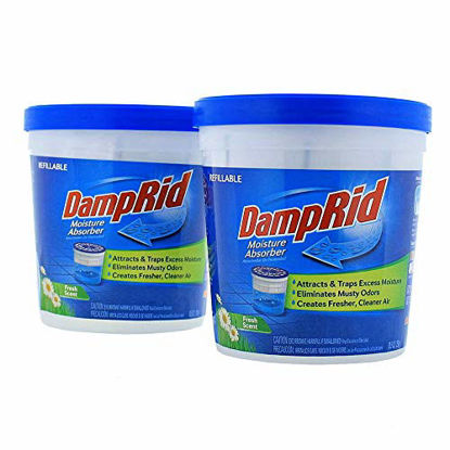 Picture of DampRid Fresh Scent Refillable Moisture Absorber - 10.5oz cups - 2 pack - Traps Moisture for Fresher, Cleaner Air