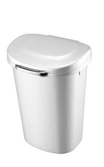 Picture of Rubbermaid Touch Top Lid Trash Can for Home, Kitchen, and Bathroom Garbage, 13 Gallon, White