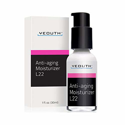 Picture of Best Anti Aging Moisturizer Face Cream, Shea Butter, Jojoba & Macadamia Seed Oil, and Patented L22 Complex From YEOUTH, Hydrates, Firms, Erases Wrinkles and Evens Skin Tone - Day and Night Cream