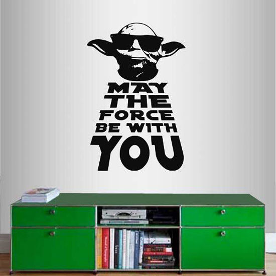 Picture of Wall Vinyl Decal Home Decor Art Sticker Yoda Quote May The Force Be with You Star Wars Kids Bedroom Living Room Removable Stylish Mural Unique Design