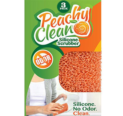 Picture of Peachy Clean Silicone Scrubber (Qty 3) - Kitchen and Dish Scrubber (Peach Fragrance)