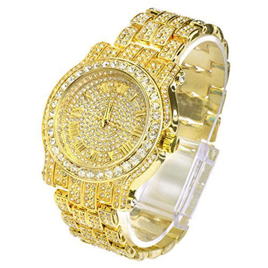 Iced out best sale gold watch mens