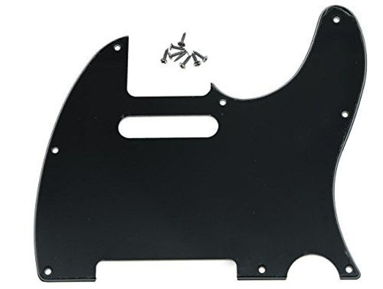 Picture of KAISH 8 Hole Tele Guitar Pickguard Scratch Plate fits USA/Mexican Fender Telecaster Black 3 Ply