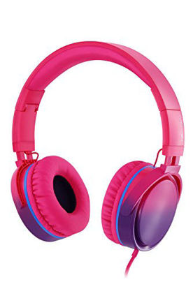 Picture of RockPapa Over Ear Stereo Foldabe Headphones Adjustable, Noise Isolating, Heavy Deep Bass, Folding Headsets with Microphone 3.5mm for Smart Phones Tablets Computers MP3/4 DVD Gradient Pink