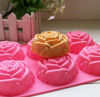 Picture of BAKER DEPOT Silicone Mold for Handmade Soap, Cake, Jelly, Pudding, Chocolate, 6 Cavity Rose Design, Set of 2