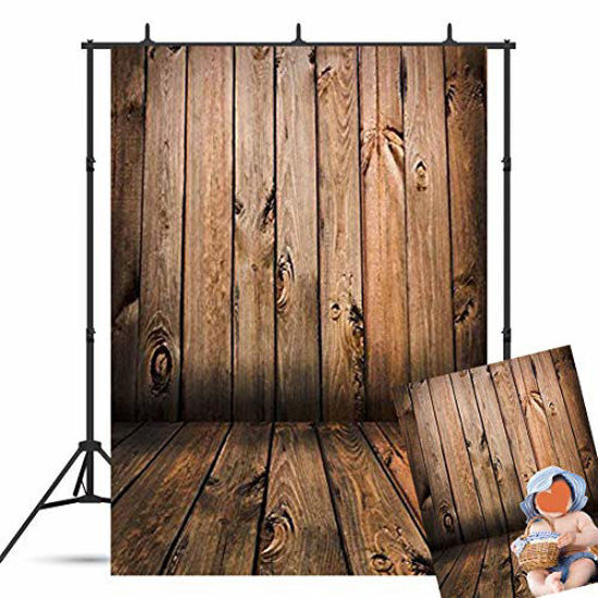 Picture of Qian Wooden Floor Studio Props Banner Kids Baby Shower Photography Background Vinyl Photo Backdrop 5x7ft