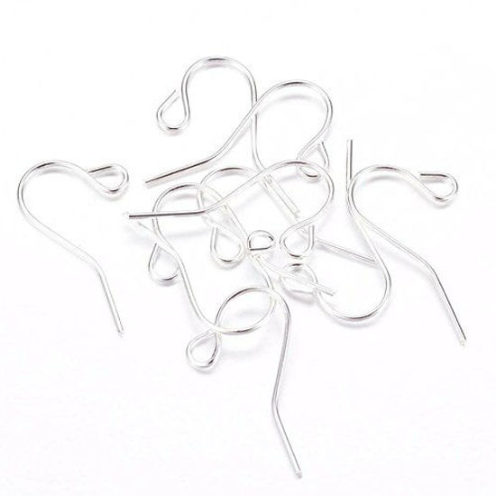 30 Silver Nickel Free Titanium French Hook Earring Findings w/ Stem & Loop  Ring | eBay