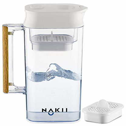 Picture of Nakii Water Filter Pitcher - Long Lasting 200 Gallons, Supreme Fast Filtration and Purification Technology, Removes Chlorine, Metals & Fluoride for Clean Tasting Drinking Water, WQA Certified