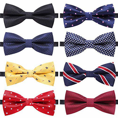 Picture of AUSKY 8 PACKS Elegant Adjustable Pre-tied bow ties for Men Boys in Mixed Color