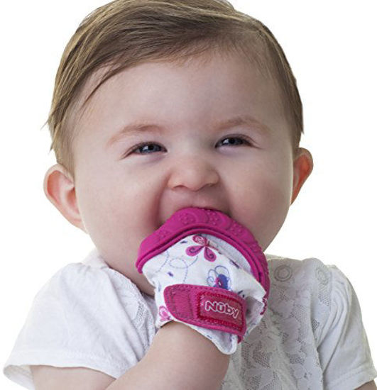 Nuby teething mitten with hygienic sale travel bag