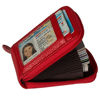 Picture of Noedy RFID Blocking Credit Card Case Organizer Genuine Leather Zip-Around Security Wallet Red